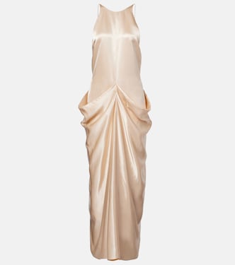 Draped gathered satin maxi dress | Khaite
