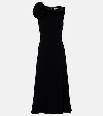Floral-appliqué crêpe midi dress | Roland Mouret