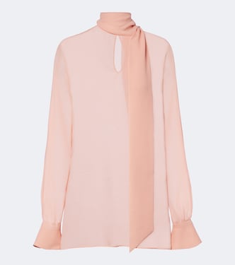 Tie-neck silk georgette blouse | Valentino
