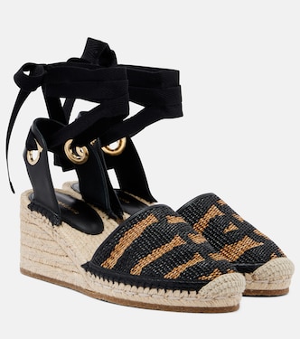 Animal-print raffia espadrille wedges | Ferragamo