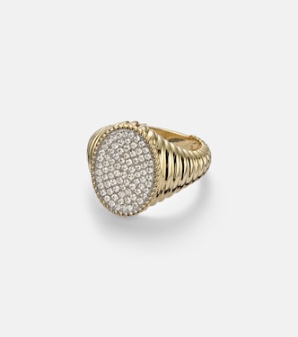 Ring Chevalière Ovale aus 9kt Gelbgold mit Diamanten | Yvonne Léon