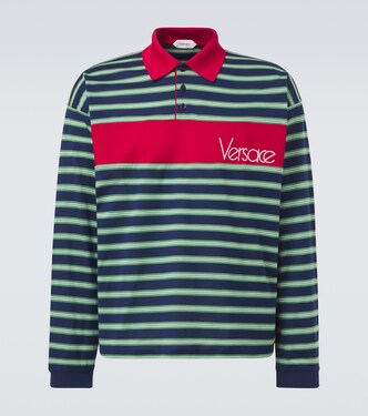 Striped cotton jersey polo shirt | Versace