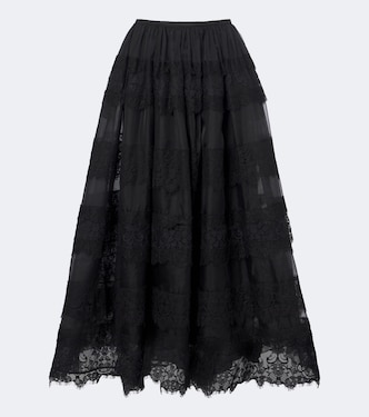 Gonna midi in organza con pizzo | Elie Saab