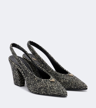 Herringbone slingback pumps | Prada