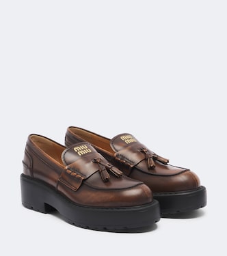 Plateau-Loafers aus Leder | Miu Miu