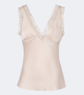 Blake lace-trimmed silk satin top | Posse