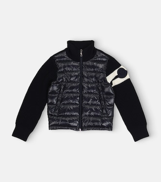 Down-paneled wool-blend cardigan | Moncler Enfant