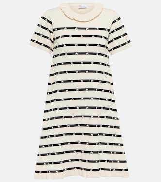 فستان قصير بحبكة إنتارسيا مع خطوط | REDValentino