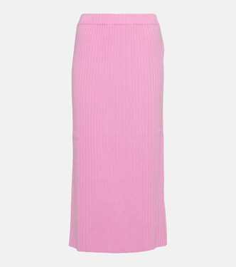 High-rise ribbed-knit cashmere midi skirt | Jardin des Orangers