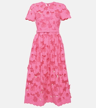 Robe midi en coton mélangé | Self-Portrait