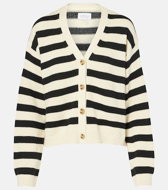 Elodie striped cotton and cashmere cardigan | Velvet