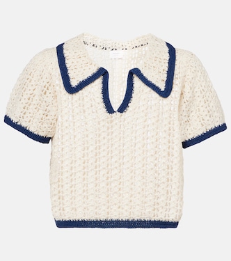 Coastal crochet cotton polo shirt  | Anna Kosturova