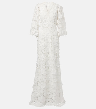 Bridal floral lace gown | Monique Lhuillier