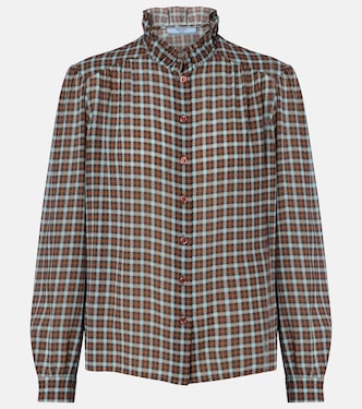 Checked silk-blend georgette shirt | Prada