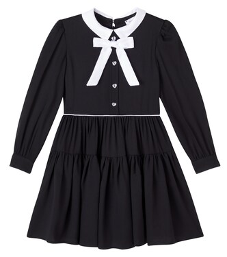 Bow-detail gathered dress | Monnalisa