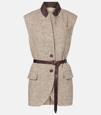 Belted wool and silk-blend vest | Brunello Cucinelli