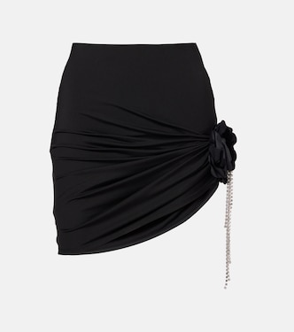 Draped embellished jersey miniskirt | Area