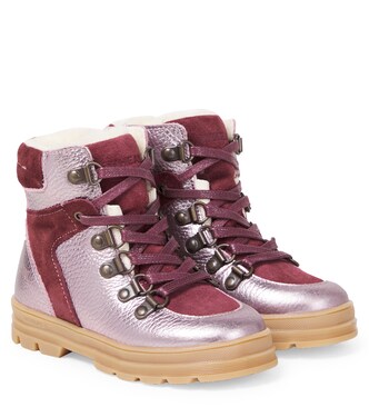 Toni suede-trimmed leather boots | Wheat