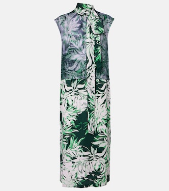 Printed tie-neck midi dress | Dries Van Noten