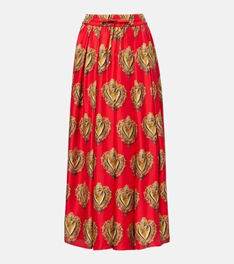 Printed silk satin maxi skirt | Dolce&Gabbana