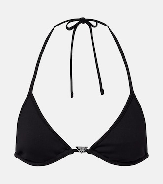 Logo triangle bikini top | Prada