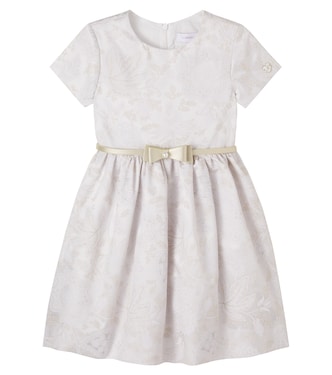 Bow-detail floral brocade dress | Monnalisa