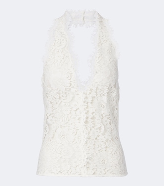 Halterneck cotton-blend lace top | Stella McCartney