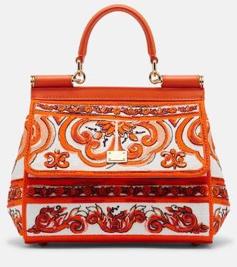 Bestickte Henkeltasche Sicily Medium aus Canvas | Dolce&Gabbana