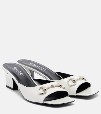 Mules Signora in pelle con morsetto | Gucci
