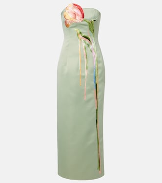 Marilyn floral-appliqué bustier dress | Leo Lin