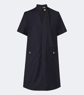 Tie-neck virgin wool minidress | Moncler