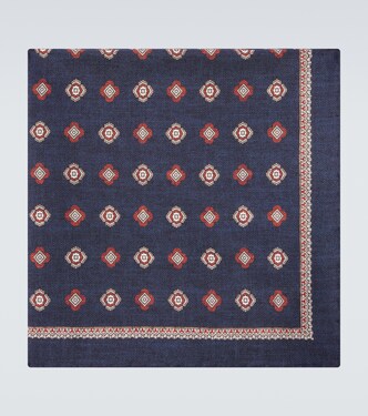 Silk jaquard pocket square | Brunello Cucinelli