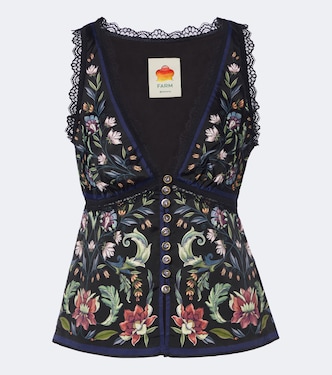 Natalia floral lace-trimmed top | Farm Rio