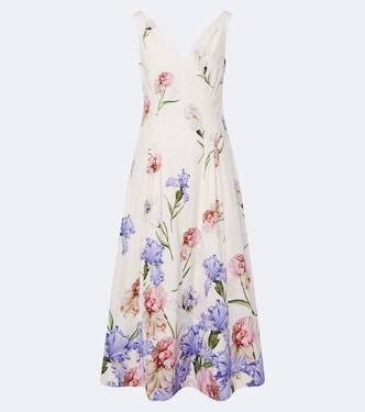 Robe de cocktail en coton à fleurs | Oscar de la Renta