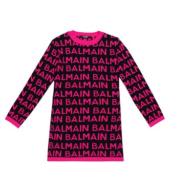 Logo cotton knit dress | Balmain Kids
