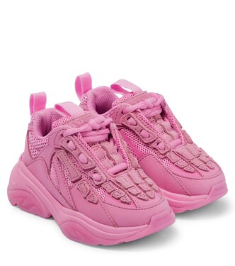 Bone suede-trimmed sneakers | Amiri Kids