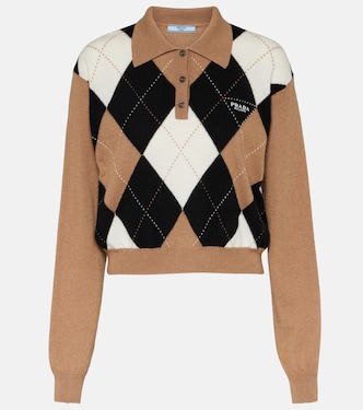 Argyle cashmere polo sweater | Prada
