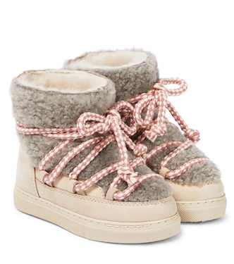 Classic leather-trimmed shearling snow boots | Inuikii Kids