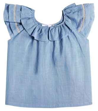 Carlotta ruffled ramie top | C'era Una Volta