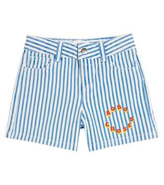 Logo striped cotton shorts | Bobo Choses