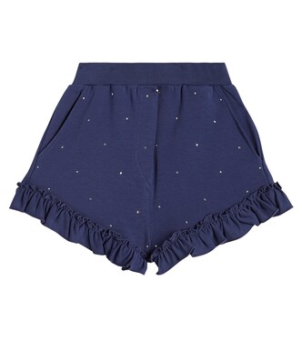 Ruffled cotton-blend fleece shorts | Monnalisa