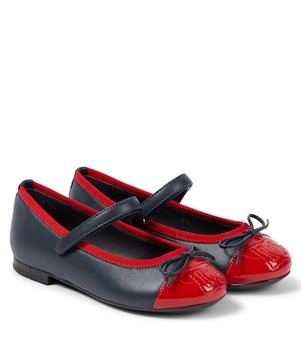 Bow-detail leather ballet flats | Dolce&Gabbana Kids