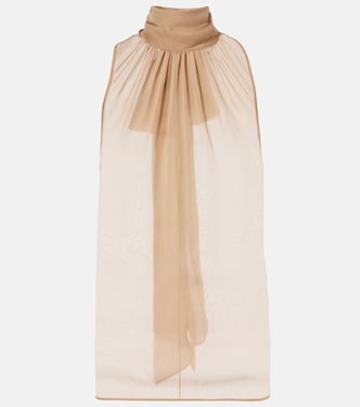 Gathered silk muslin top | Saint Laurent