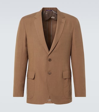 Blazer de botonadura simple de seda y lino | Ralph Lauren Purple Label