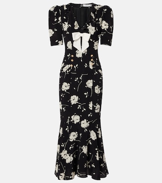Robe midi en soie à fleurs | Alessandra Rich
