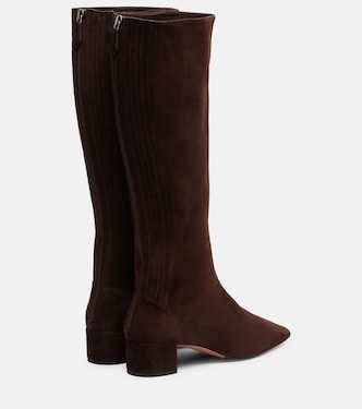 Saint Honore 35 suede knee-high boots in brown - Aquazzura | Mytheresa