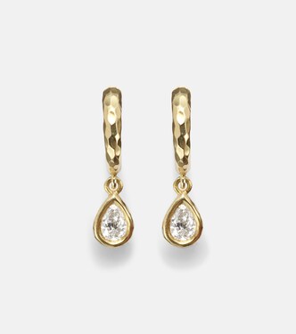 Hidden Gem 18kt gold huggie earrings with diamonds | Octavia Elizabeth