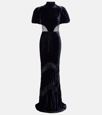 Minerva lace-trimmed velvet gown | Rebecca Vallance