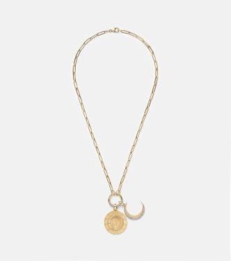 Halskette Infinite Gratitude & Crescent aus 18kt Gelbgold mit Diamanten | FoundRae
