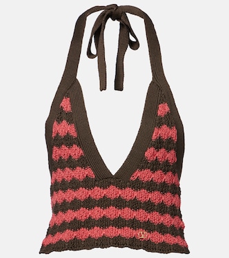 Striped knitted cotton crop top | Valentino